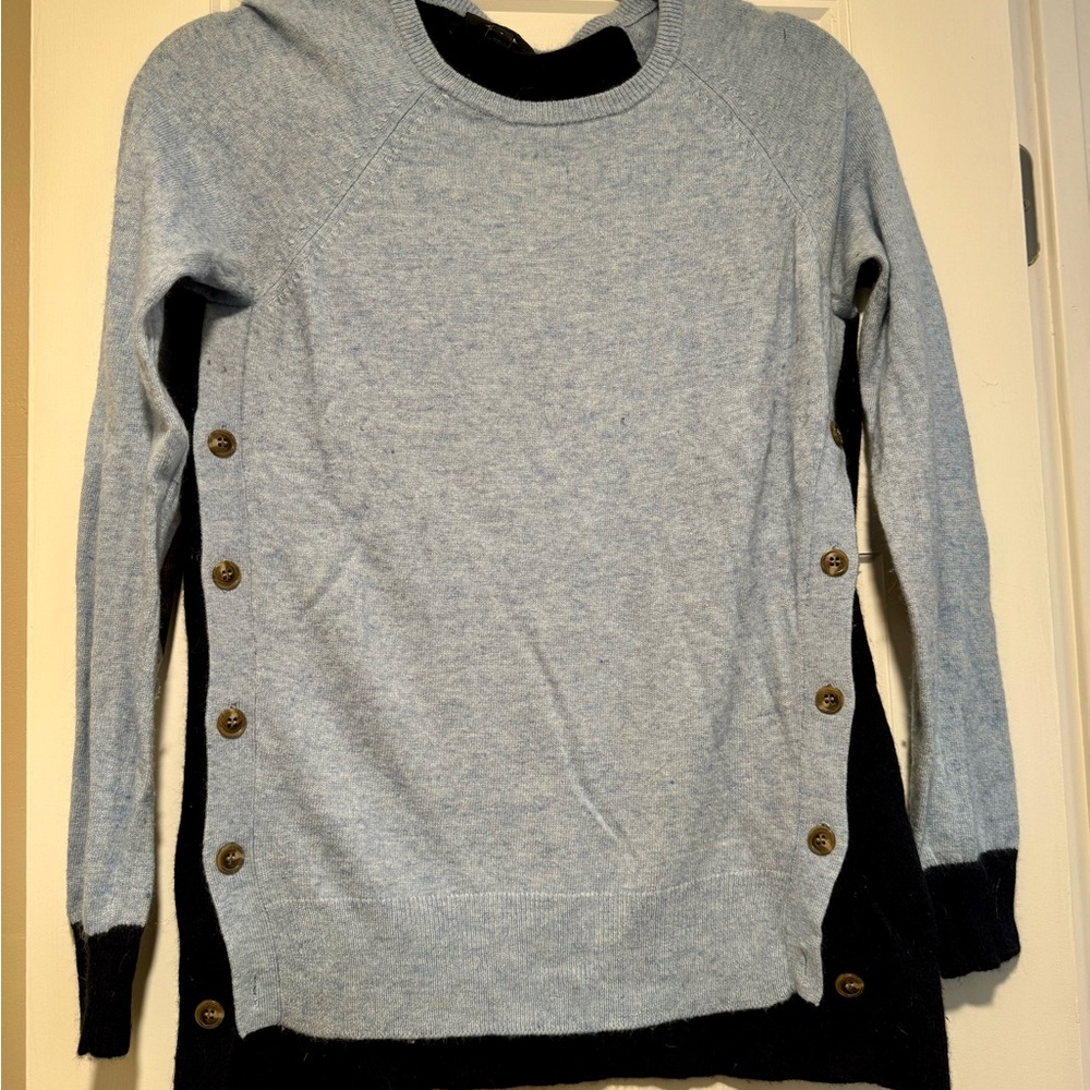 J.Crew Blue Elbow Patch Angora Sweater - Picture 9 of 9